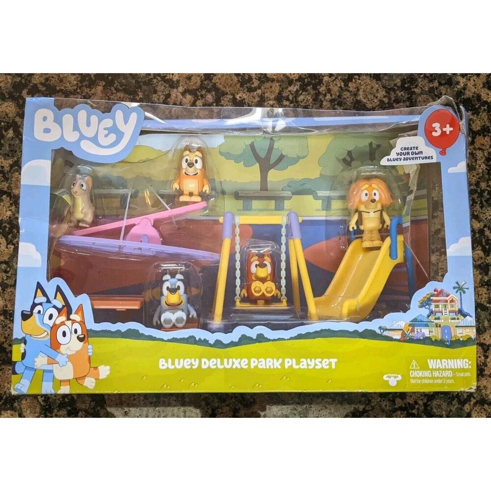New! Bluey Deluxe Park Playset Rusty, Indy, Bingo & Potaroo 5 Figures Play Set - Picture 2 of 3